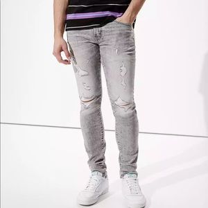 American Eagle AE AirFlex+ ripped skinny jeans gray 28x30